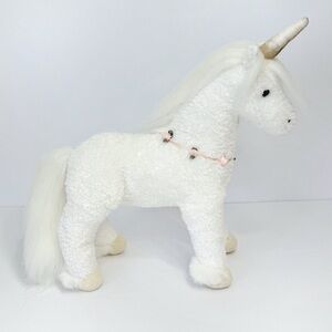 Douglas White Unicorn Plush with Light Pink Roses 12” Stuffed Animal Toy